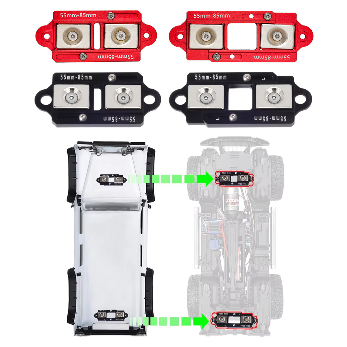 Rc Crawler 4X4 - 4PCS 55-85mm Adjustable Magnet Body Posts