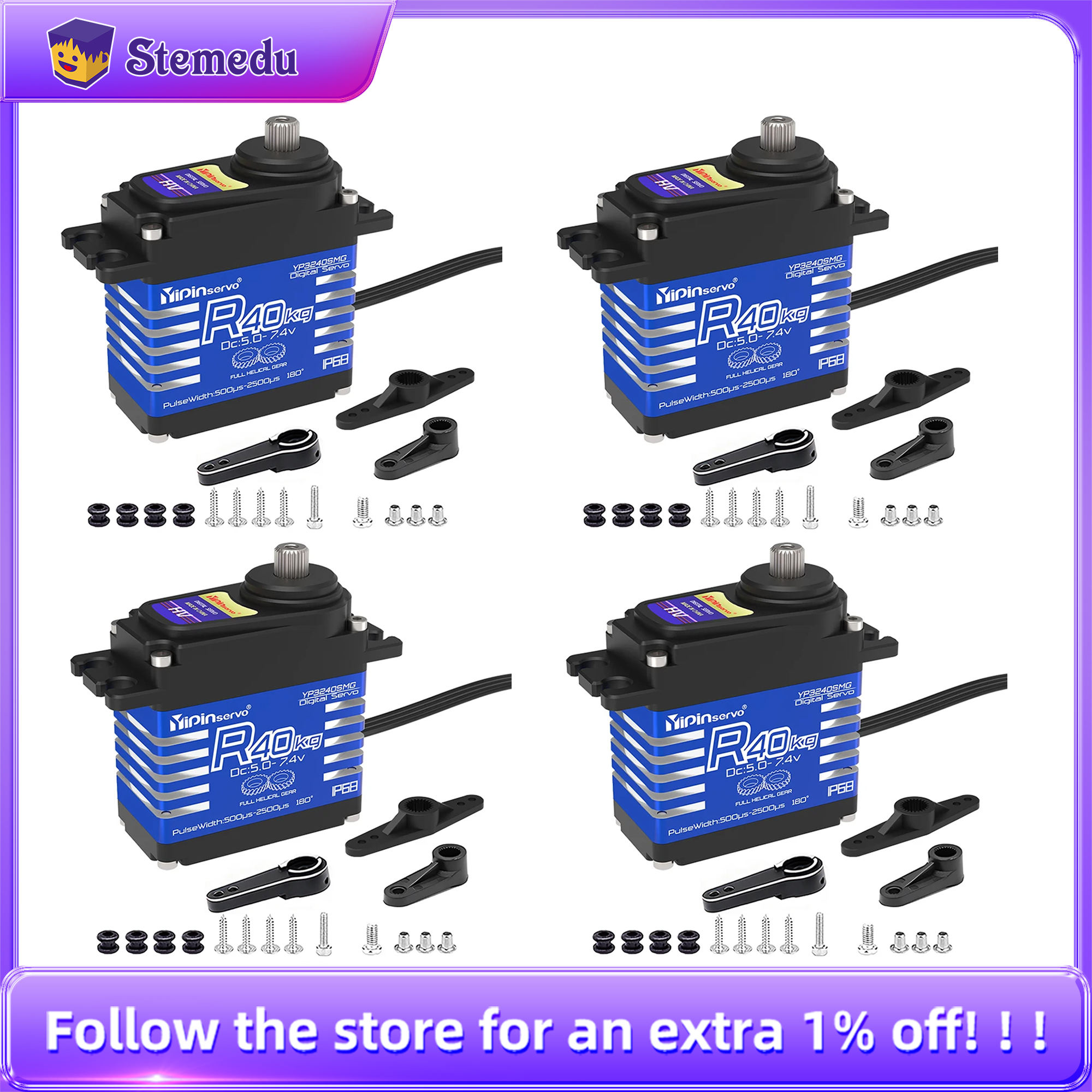 Rc Hobby Shops - 4PCS YiPinservo 40kg Metal Gear 7.4V
